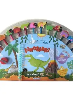 Carte de colorat cu 20 creioane - Dinozauri - Paperback - *** - Girasol