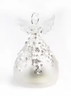 Decoratiune Craciun - Glass Angel with Light, sequin | Everbright Gifts