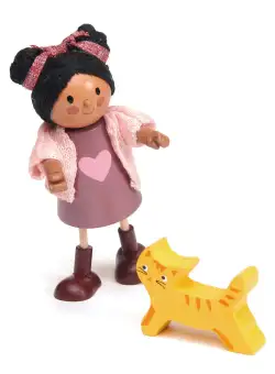 Figurine din lemn - Ayana and her Cat | Tender Leaf Toys