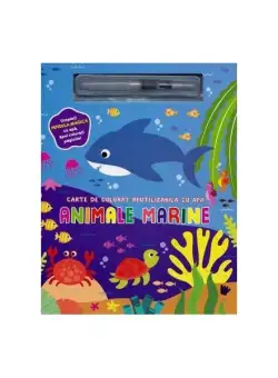 Animale marine. Carte de colorat reutilizabilă cu apă - Hardcover - Flamingo