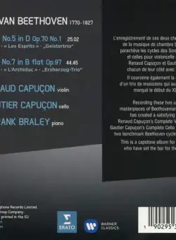 Beethoven: Piano Trios No. 5, Ghost & No. 7, Archduke | Renaud Capucon, Frank Braley , Gautier Capucon