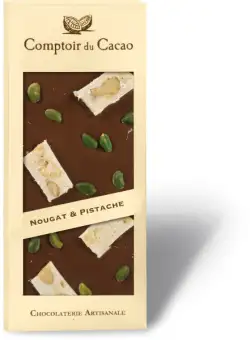 Ciocolata neagra cu nuga si fistic | Comptoir du Cacao