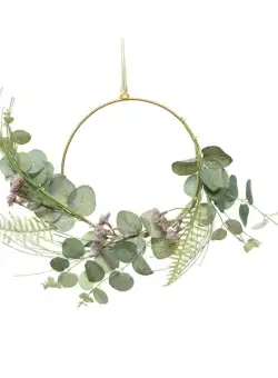 Ornament - Iron Ring with Flowermix - Green | Kaemingk