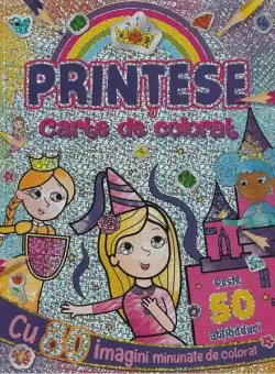 Prințese - carte de colorat cu 50 abțibilduri - Paperback - Flamingo