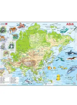 Puzzle 63 piese - Maxi - Harta Asiei cu Animale | Larsen