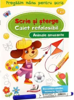 Scrie si sterge. Animale amuzante. Caiet refolosibil + whiteboard marker
