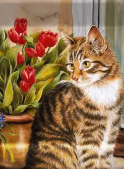 Tava- Cottage Cat- Small Melamine Luxury Handled Tray | Creative Tops
