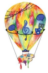 Felicitare: Balon cu aer cald, pictura, teatru, muzica