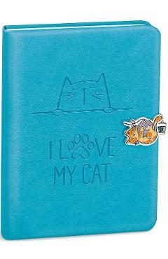 Jurnal cu inchidere magnetica. I love my cat. Albastru